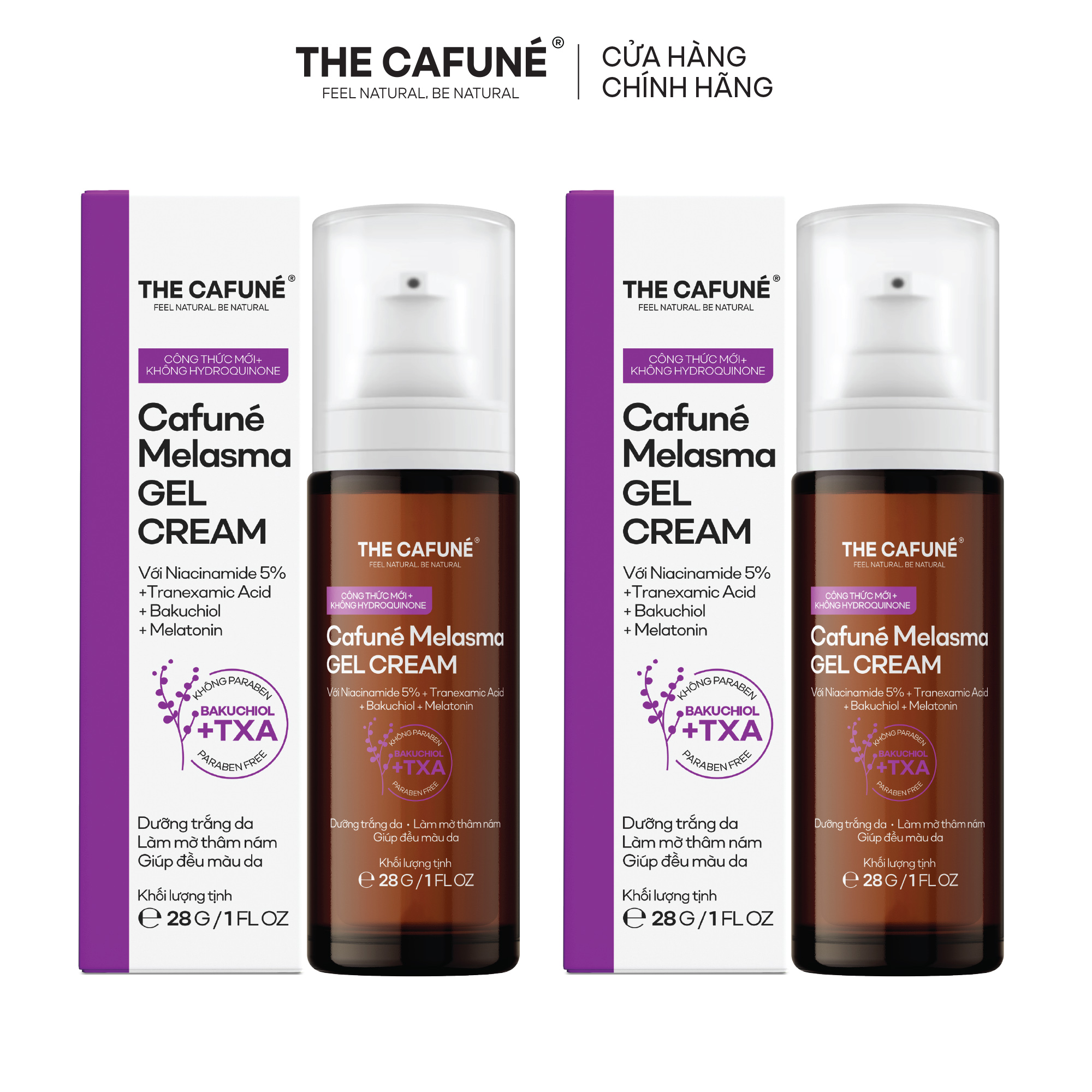 Combo 2 Kem Làm Mờ Thâm Nám, Dưỡng Trắng Sáng Và Đều Màu Da Tối Ưu Cafuné Melasma Gel Cream, 28g