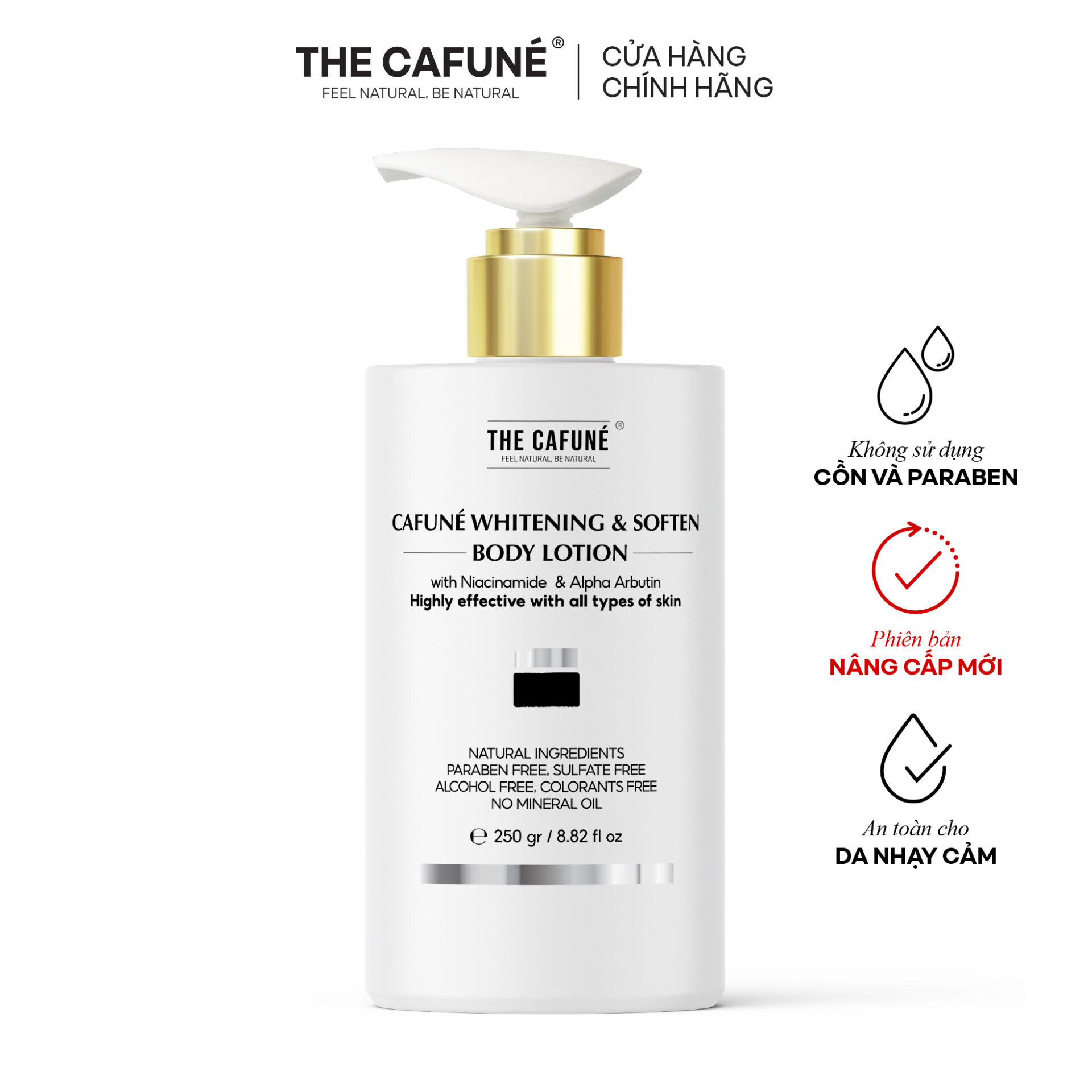 Kem Body Dưỡng Trắng Da The Cafuné Bản Nâng Cấp thẩm thấu nhanh, không nhờn rít dưỡng thể 250gram