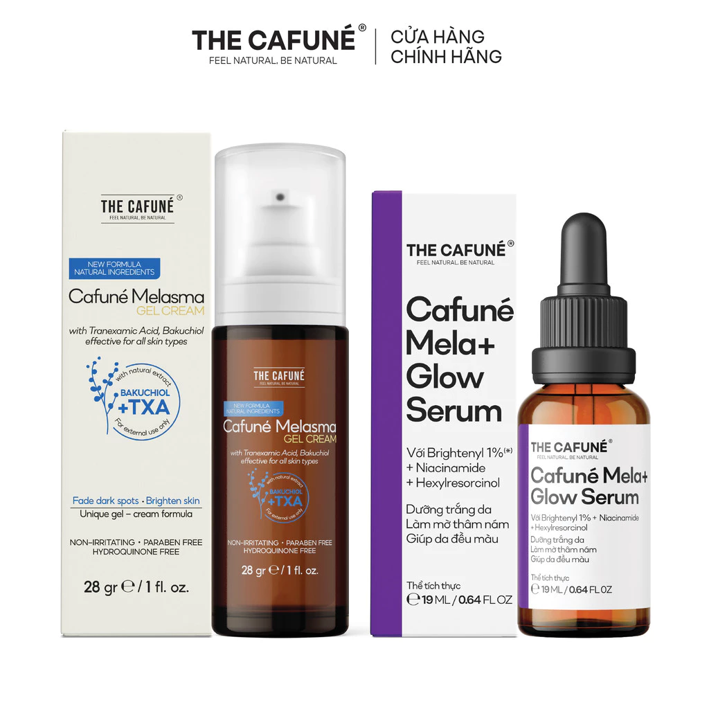 [COMBO MUA 1 NHẬN 2] Kem Làm Mờ Thâm Nám, Dưỡng Trắng Sáng Và Đều Màu Da Tối Ưu Cafuné Melasma Gel Cream 28g - Tặng Dưỡng Chất Serum Giảm Thâm Nám, Tàn Nhang Và Dưỡng Da Sáng Mịn 19ml